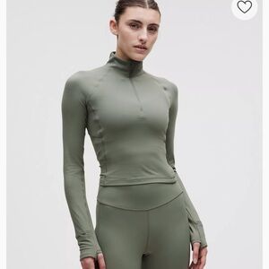 lululemon athletica Olive Green Long-Sleeve Quarter-Zip Top